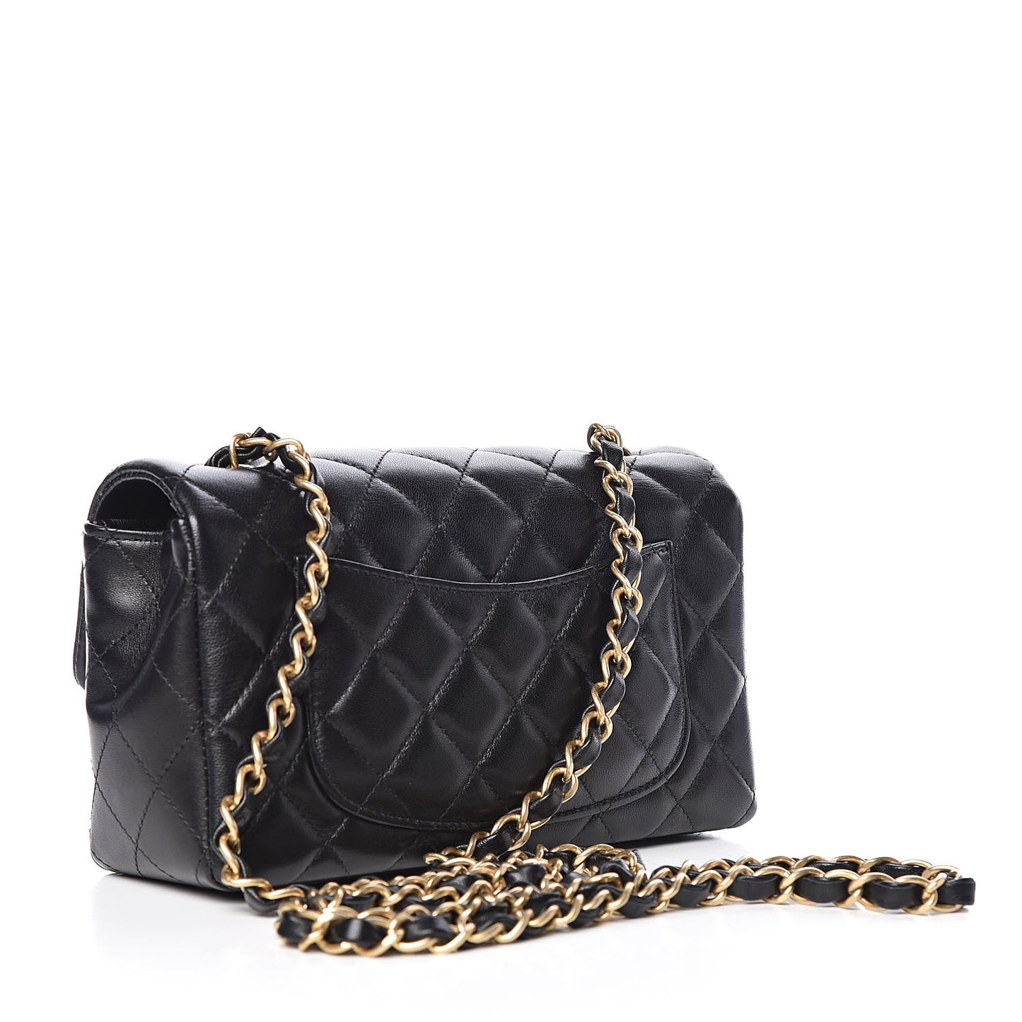 Lambskin Quilted Mini Rectangular Flap Black