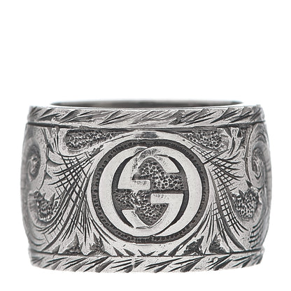 Gucci Sterling Silver Wide Feline Band Ring 54 6.75 3 of 5