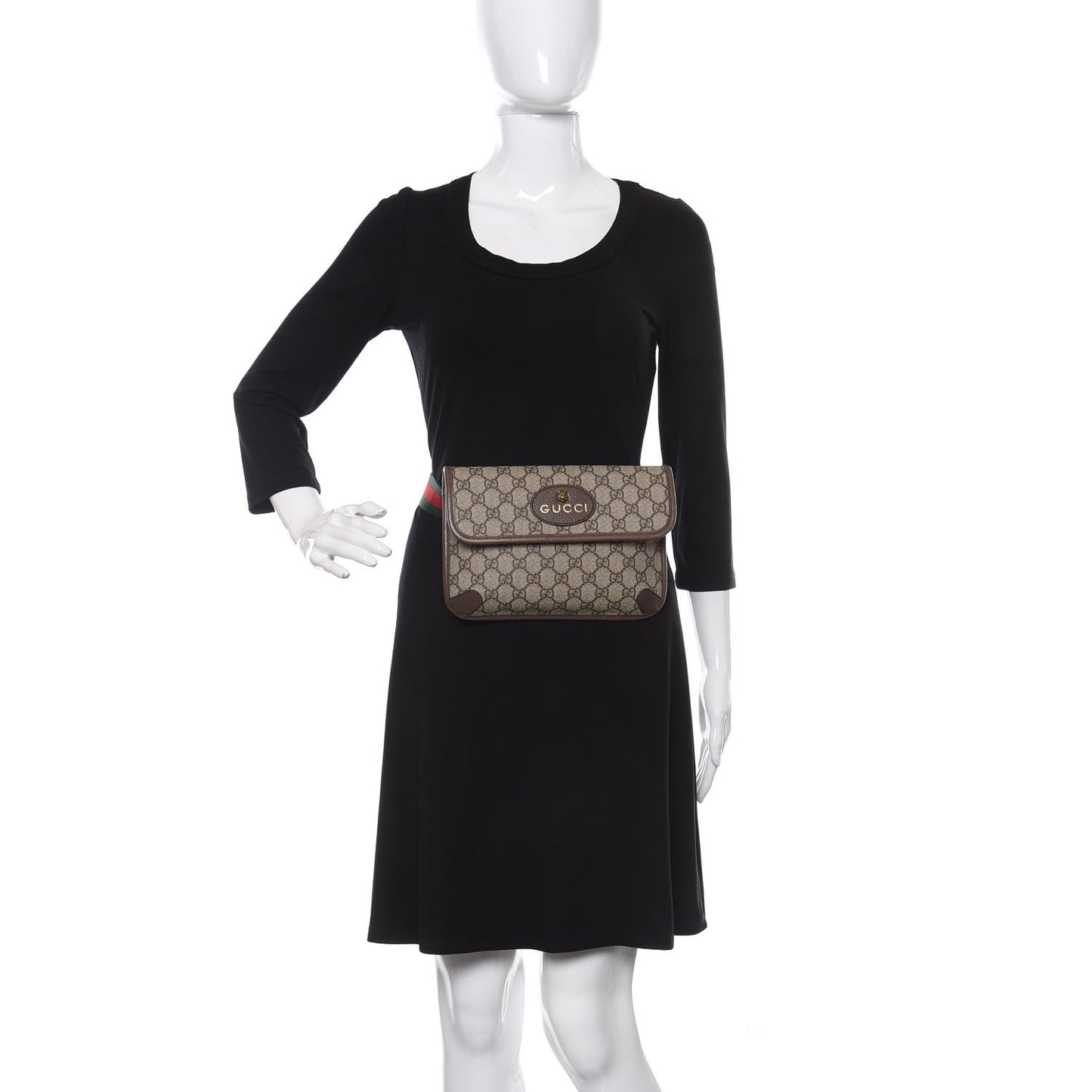 GG Supreme Monogram Neo Vintage Web Belt Bag Brown