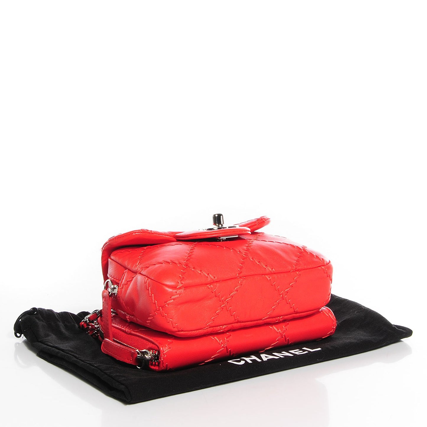 Calfskin Ultimate Stitch Mini Flap WOC Bag Light Red