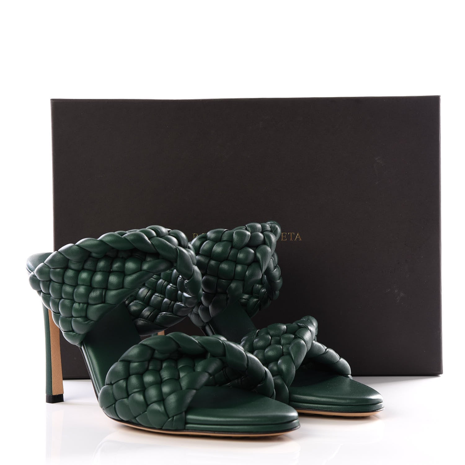 Bottega Veneta Nappa Twisted Padded Intrecciato Curve Slide Sandals 38.5 Vert Fonce 8 of 8