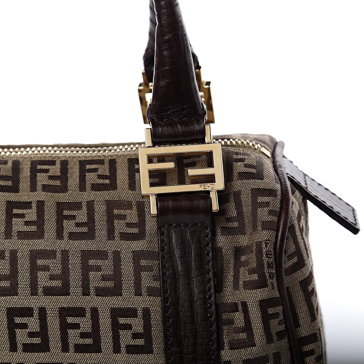 Fendi Zucchino Vitello Mini Boston Mogano Panna Bruciato 7 of 9