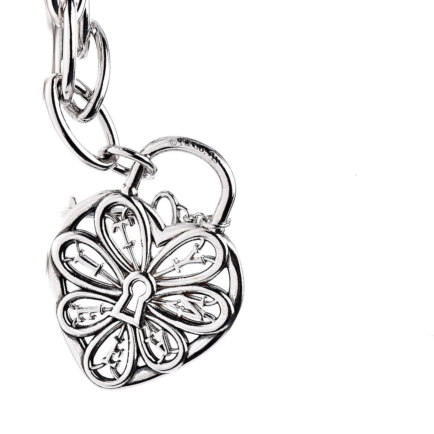 Sterling Silver Filigree Heart Key Bracelet