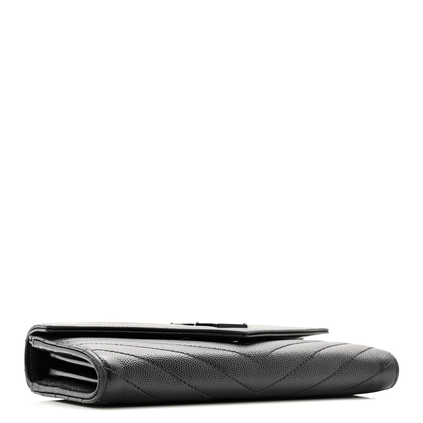 Grain De Poudre Matelasse Chevron Monogram Flap Wallet Black