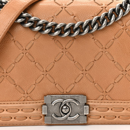 Chanel Caviar Stitched Medium Boy Flap Dark Beige 8 of 12