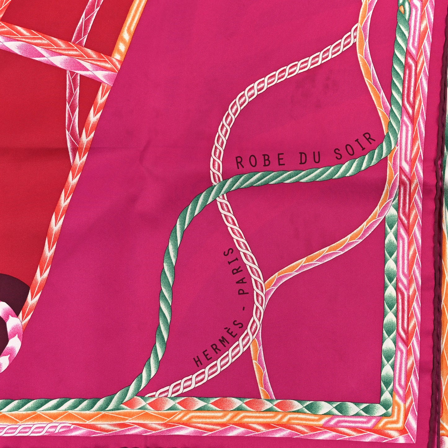 Silk Robe Du Soir Scarf 90 Fuchsia Vert Framboise
