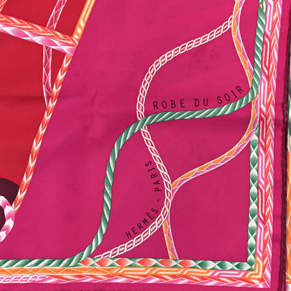 Hermes Silk Robe Du Soir Scarf 90 Fuchsia Vert Framboise 2 of 3