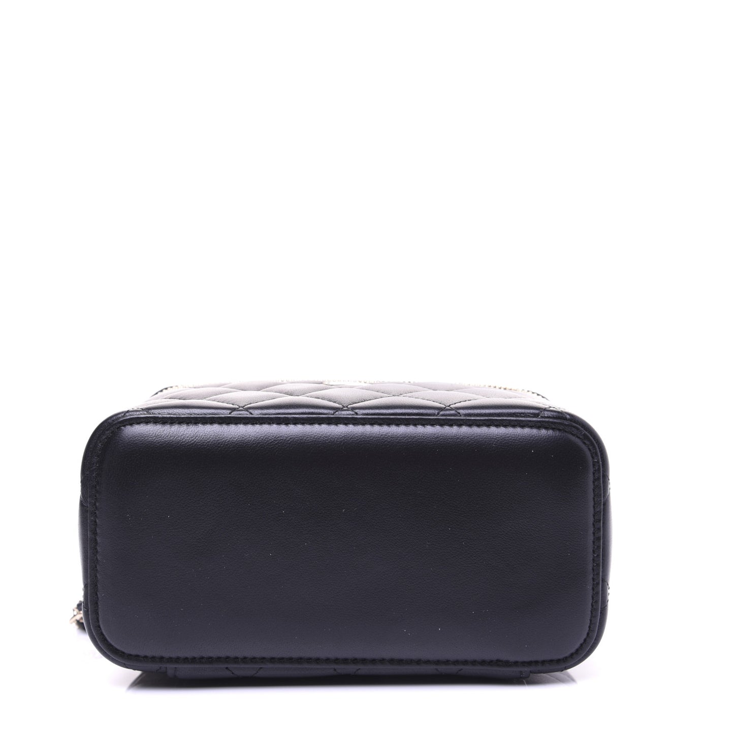 Lambskin Quilted Small Vanity Case With Chain Black