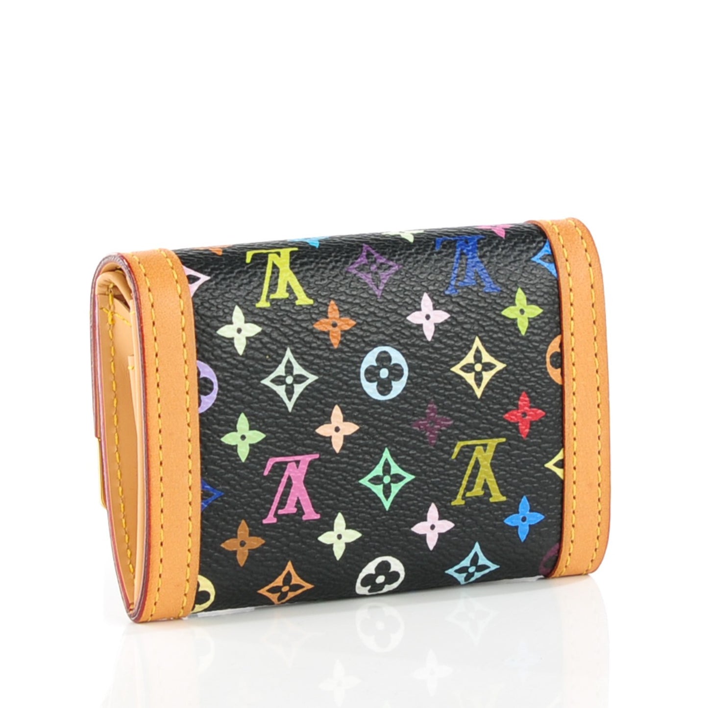 Monogram Multicolor Porte-Monnaie Plat Coin Purse Black