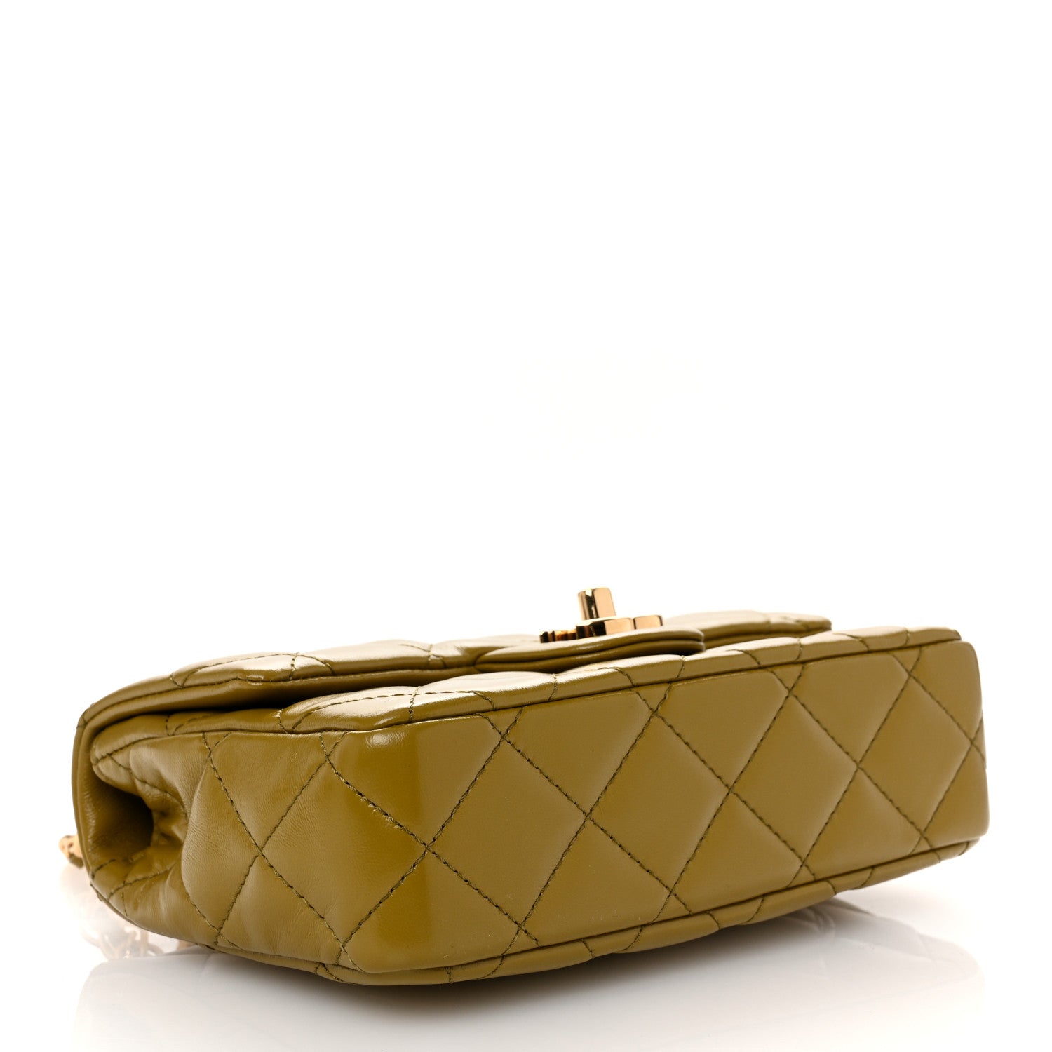 Chanel Shiny Lambskin Quilted Golden Links Top Handle Flap Green 4 of 10