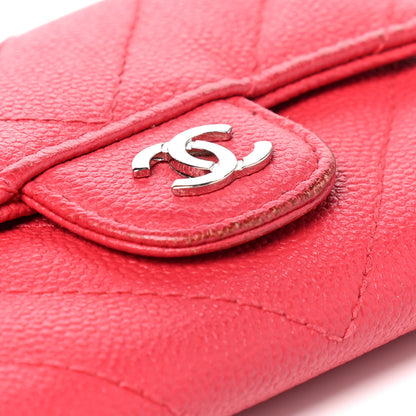 Chanel Caviar Chevron Quilted Flap Card Holder Red 8 of 11