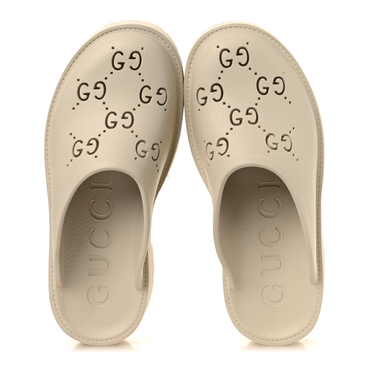 Rubber Monogram GG Go Through Platform Slide Clogs 40 Mystic White