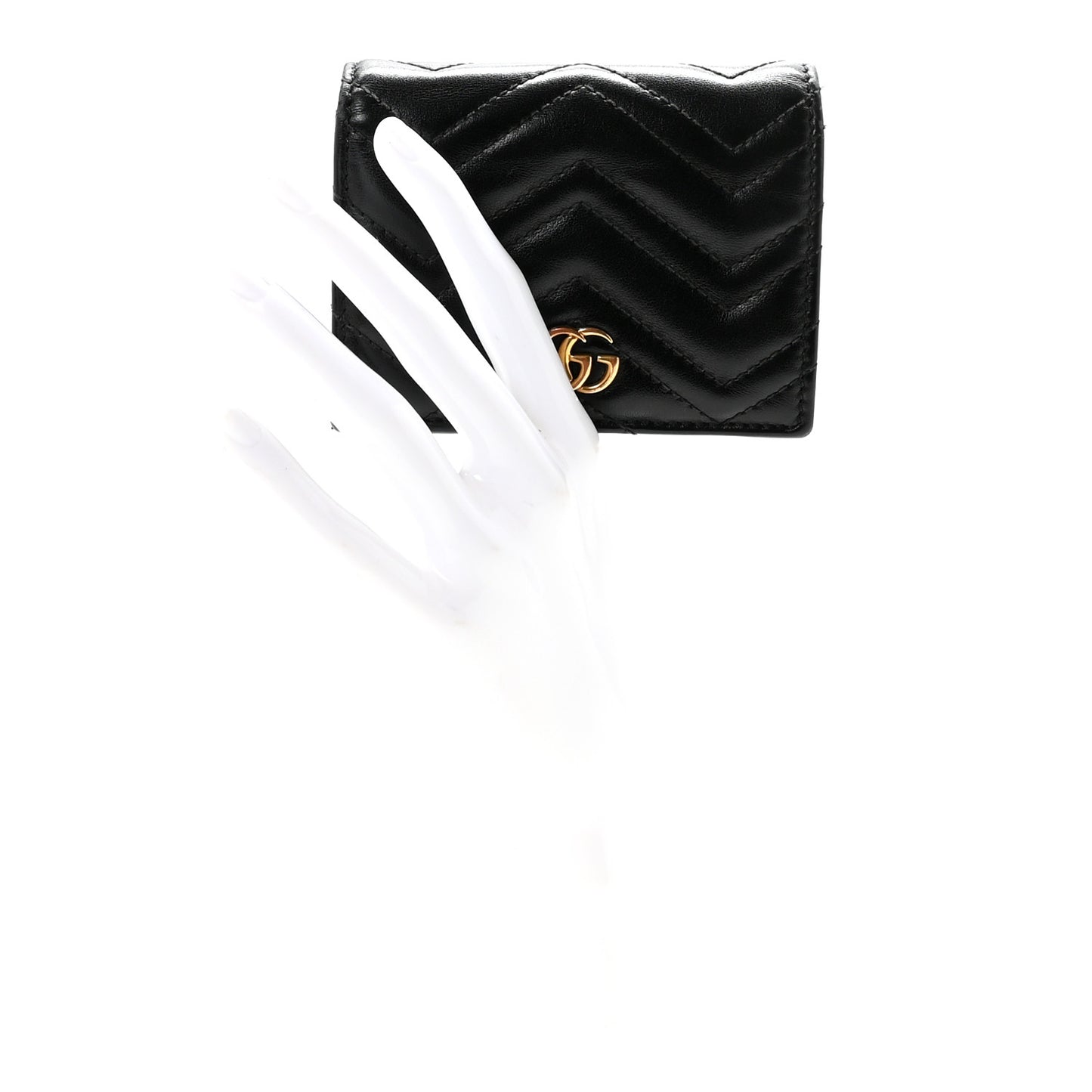 Calfskin Matelasse GG Marmont Card Case Wallet Black