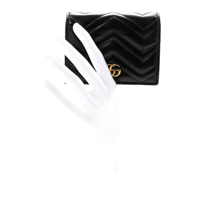Gucci Calfskin Matelasse GG Marmont Card Case Wallet Black 2 of 7