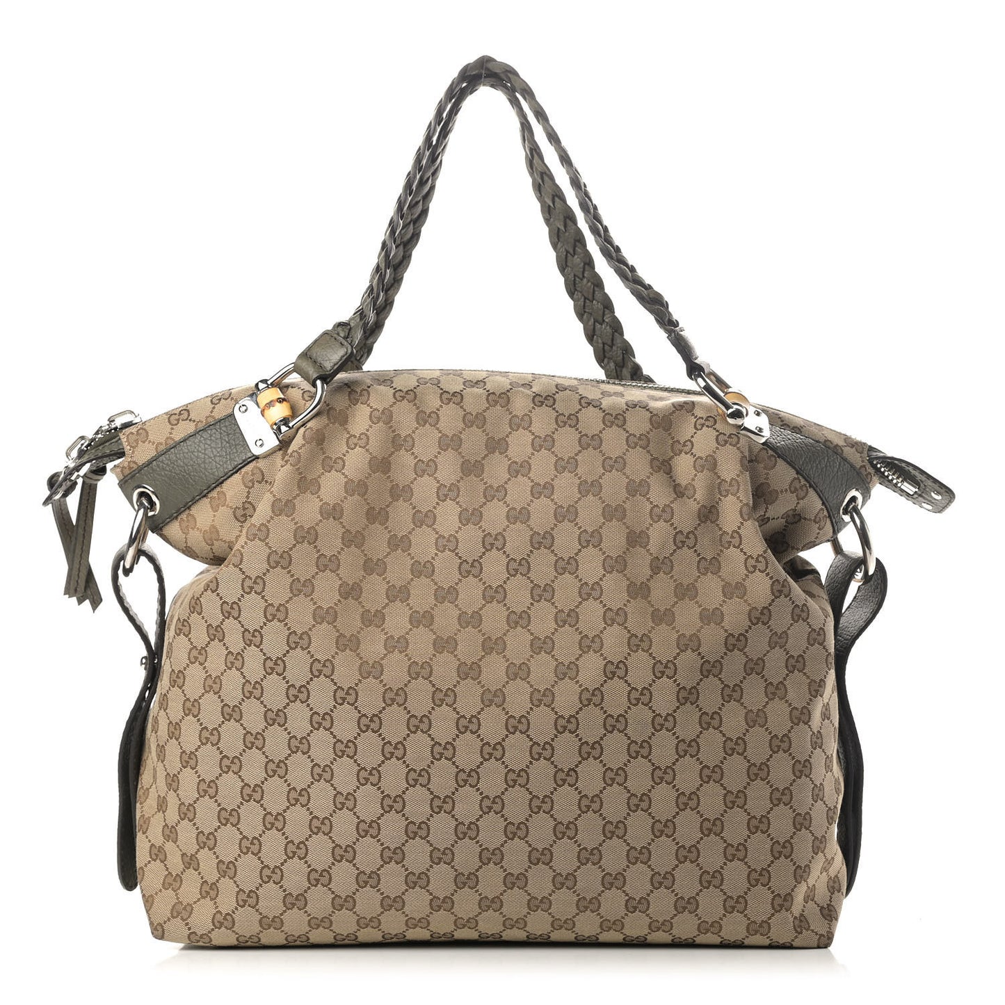 Monogram Large Bamboo Bar Tassel Shoulder Bag Brown