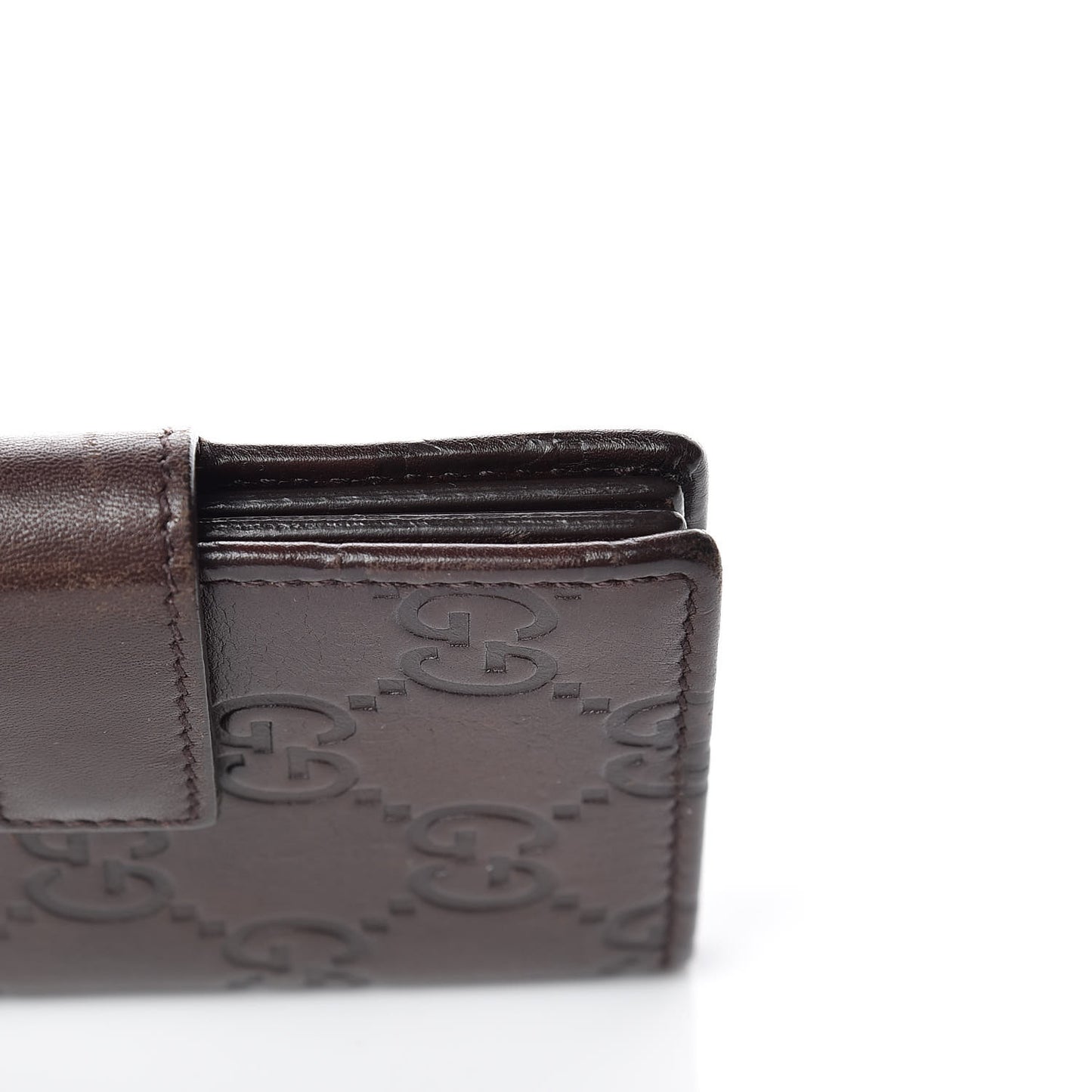 Guccissima Marguax Calfskin Avel Card Holder Wallet Chocolate