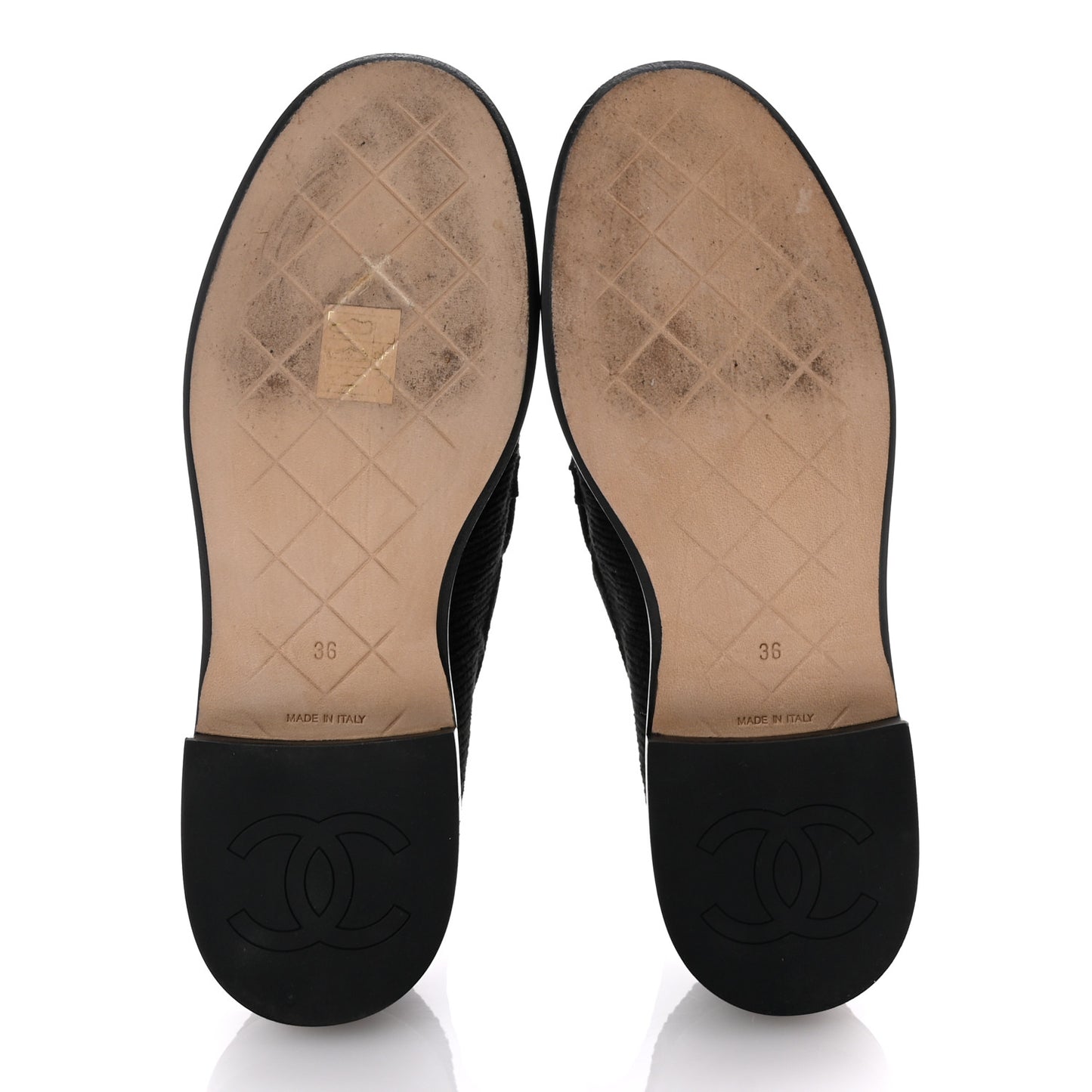 Corduroy Quilted CC Turnlock Loafers 36 Black