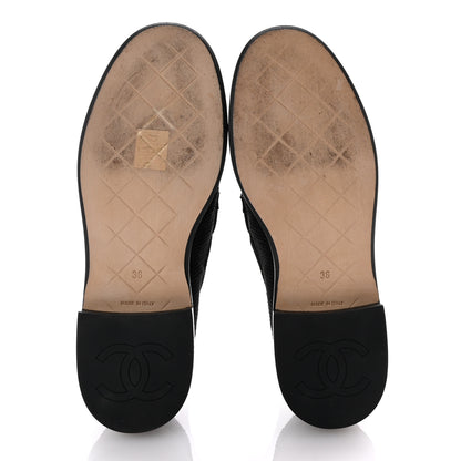 Chanel Corduroy Quilted CC Turnlock Loafers 36 Black 6 of 9