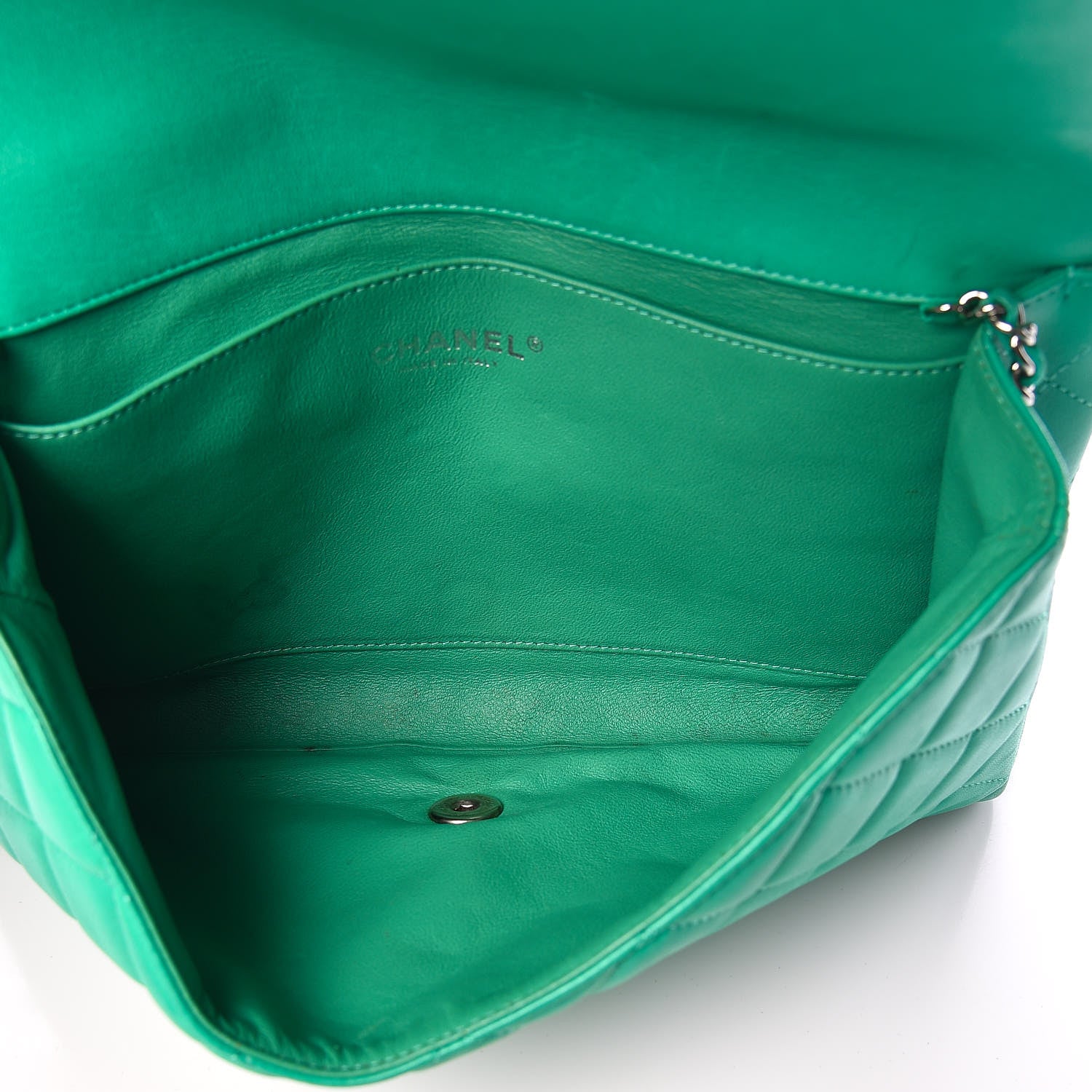 Chanel Lambskin Quilted Clutch With Chain Flap Green 7 of 14