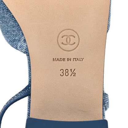 Chanel Denim Cap Toe CC Slingback Flats 38.5 Light Blue Multicolor 8 of 10