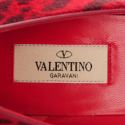 Valentino Garavani Calf Hair Leopard Print Rockstud New Plain 100mm Pumps 40 Red 7 of 9