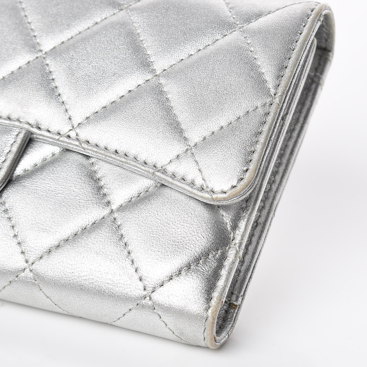 Chanel Metallic Lambskin Quilted Long Flap Wallet Silver 11 of 18
