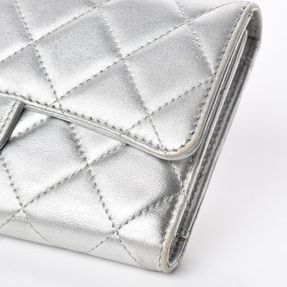 Chanel Metallic Lambskin Quilted Long Flap Wallet Silver 11 of 18