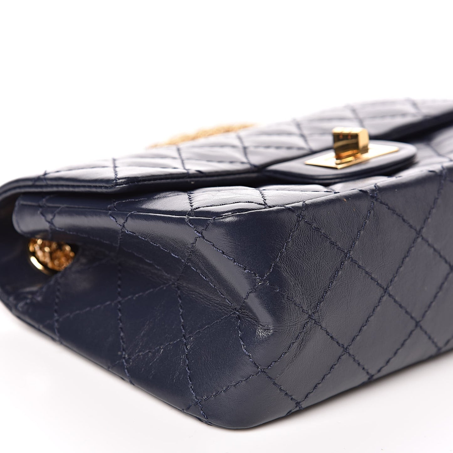 Aged Calfskin Quilted 2.55 Reissue Mini Flap Navy