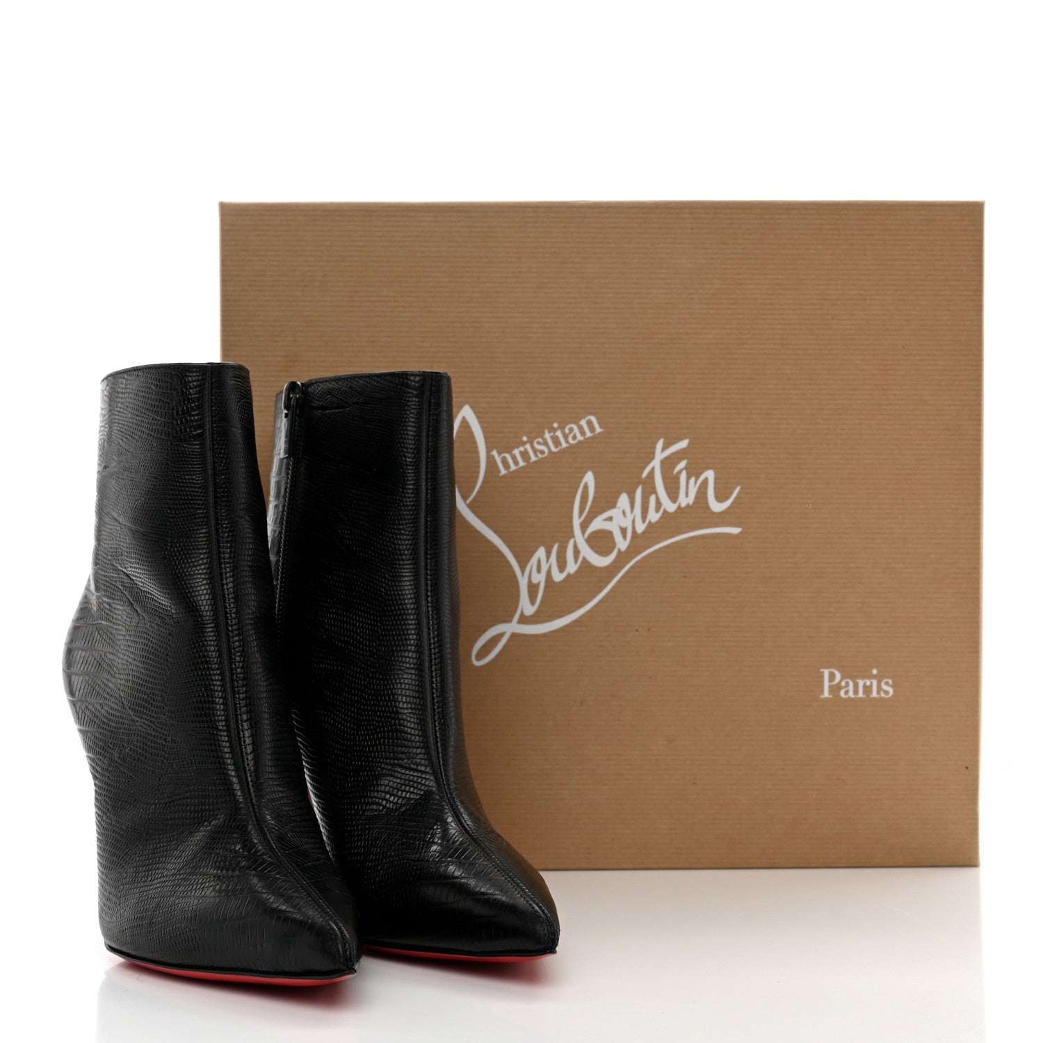 Christian Louboutin Calfskin Lizard Embossed So Kate Booty 85 Ankle Boots 36 Black 10 of 10