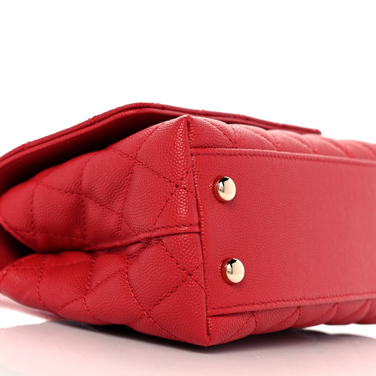 Chanel Caviar Quilted Lizard Embossed Extra Mini Coco Handle Flap Red 7 of 9