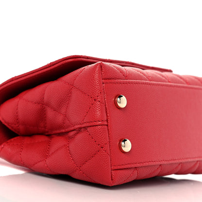 Chanel Caviar Quilted Lizard Embossed Extra Mini Coco Handle Flap Red 7 of 9