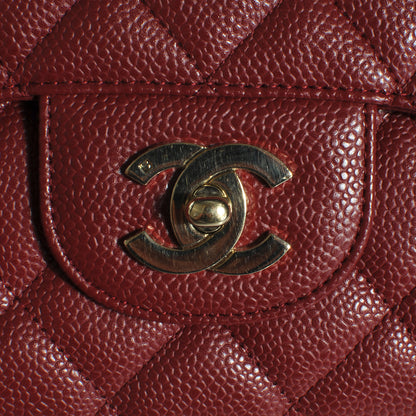 Chanel Caviar Jumbo Single Flap Dark Red 5 of 9