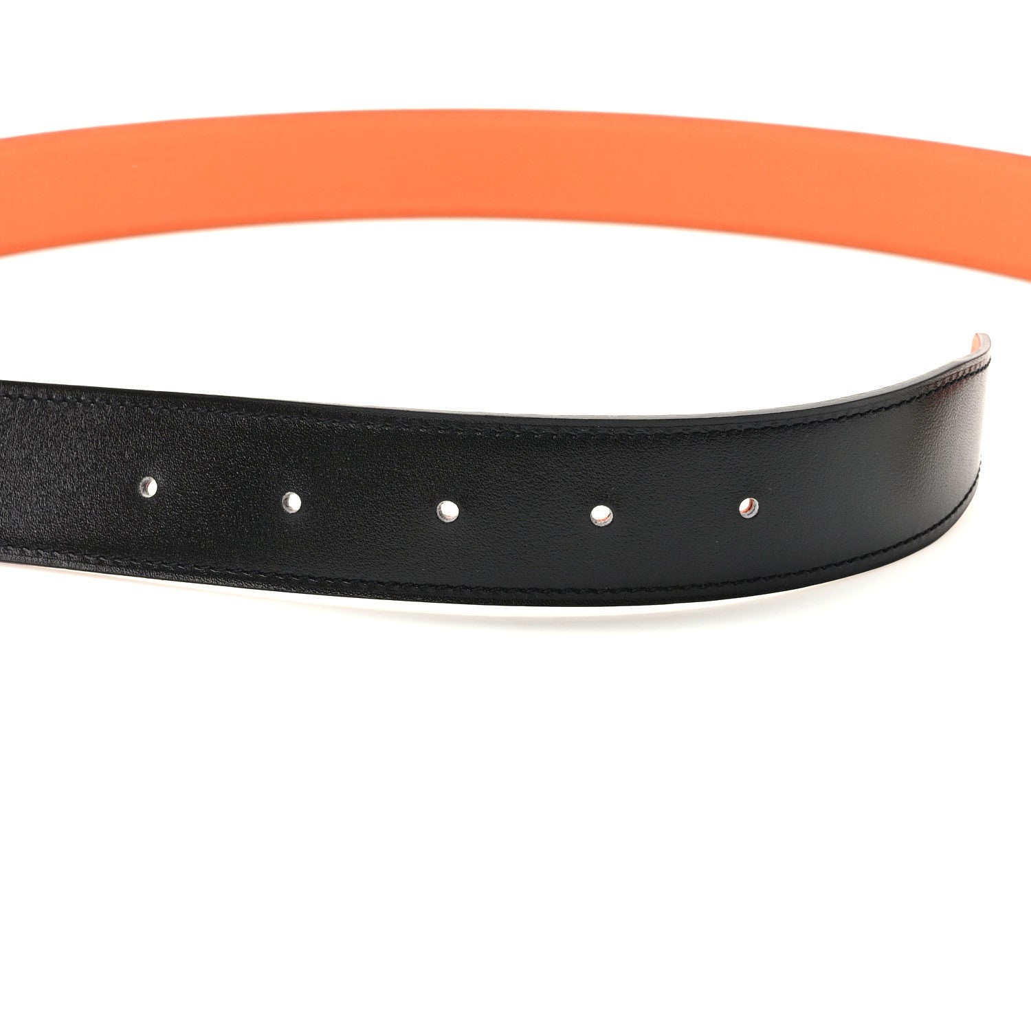 Hermes Box Togo 32mm Guilloche H Belt 85 34 Black Orange 4 of 5