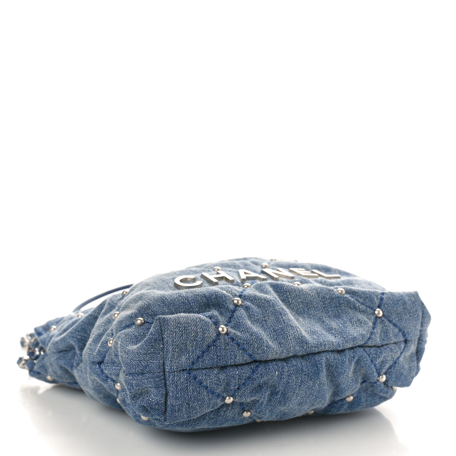 Chanel Washed Denim Quilted Studded Mini Chanel 22 Blue 4 of 11