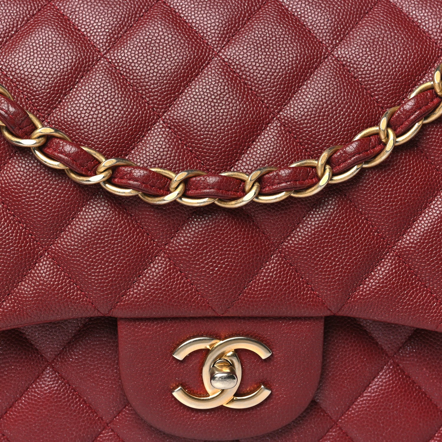 Chanel Iridescent Caviar Quilted Jumbo Double Flap Burgundy 8 of 12