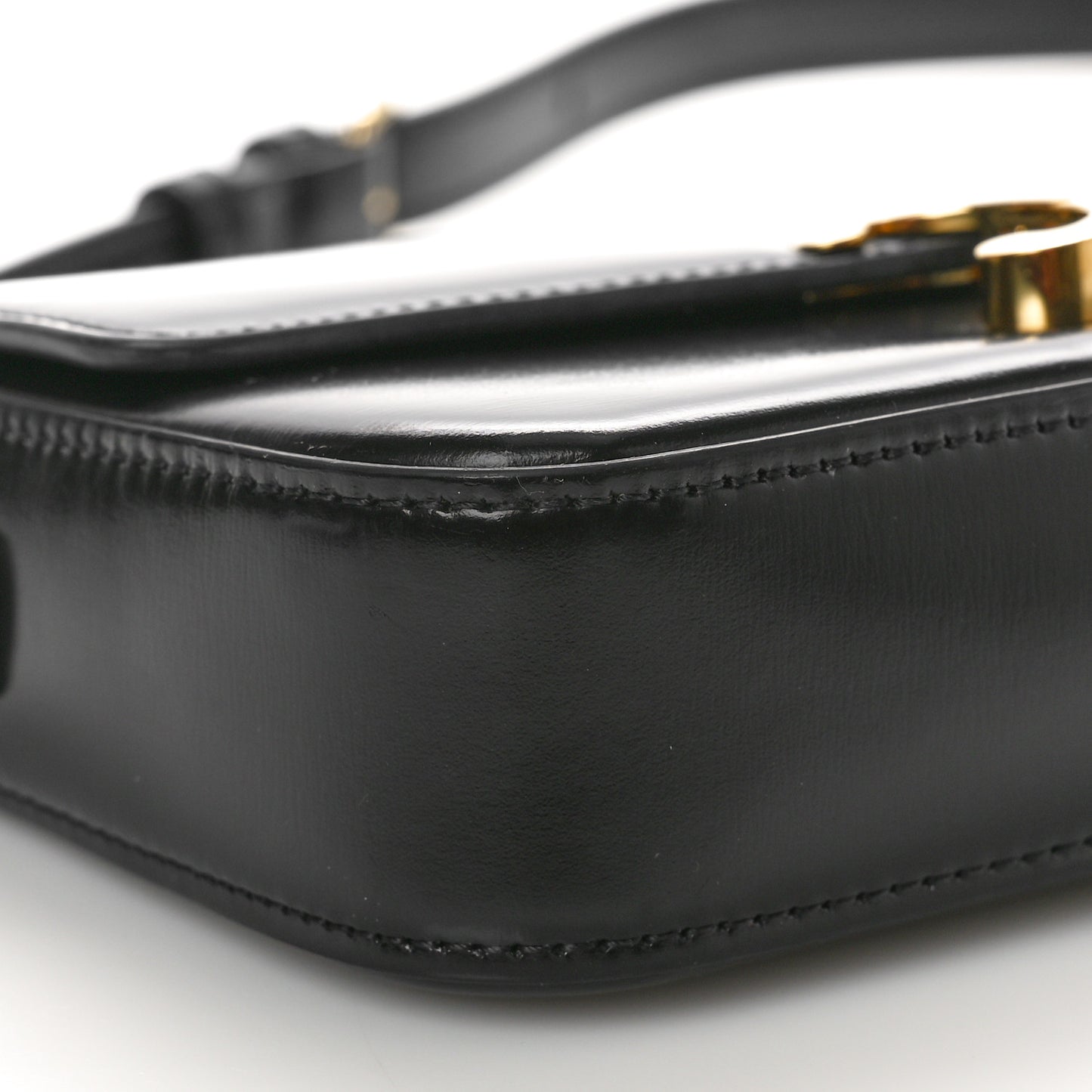 Shiny Calfskin Triomphe Shoulder Bag Black