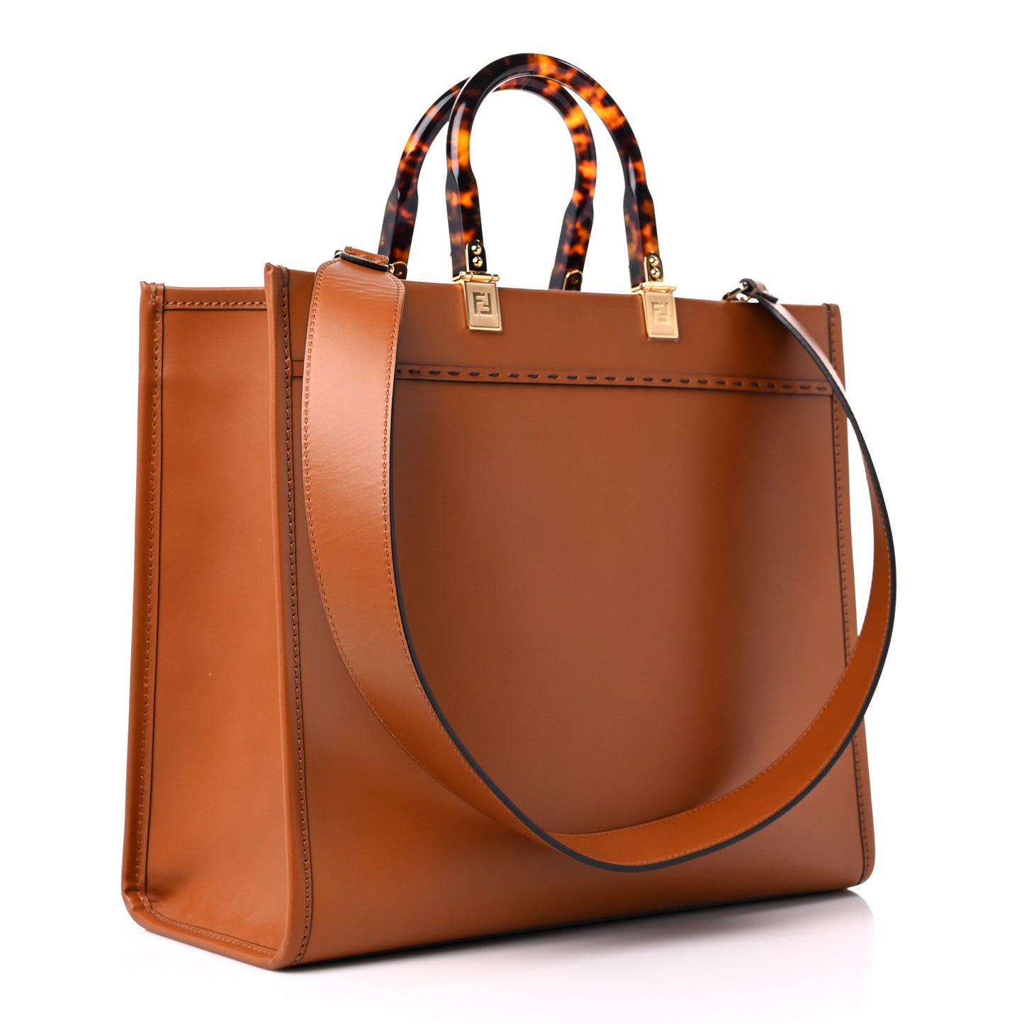 Vitello King Plexiglass Medium Fendi Sunshine Shopper Tote Cuoio