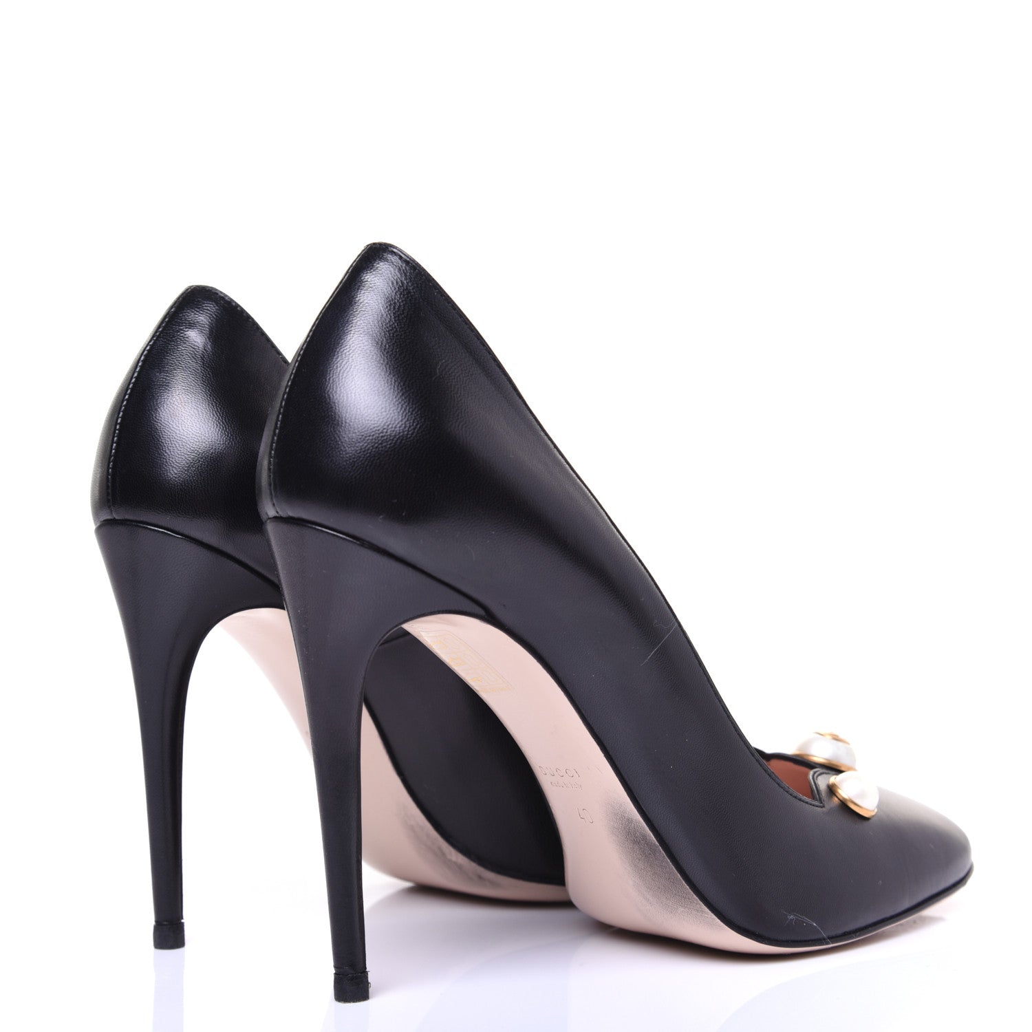 Gucci Calfskin Pearl Embellished Pumps 40 Black 2 of 13