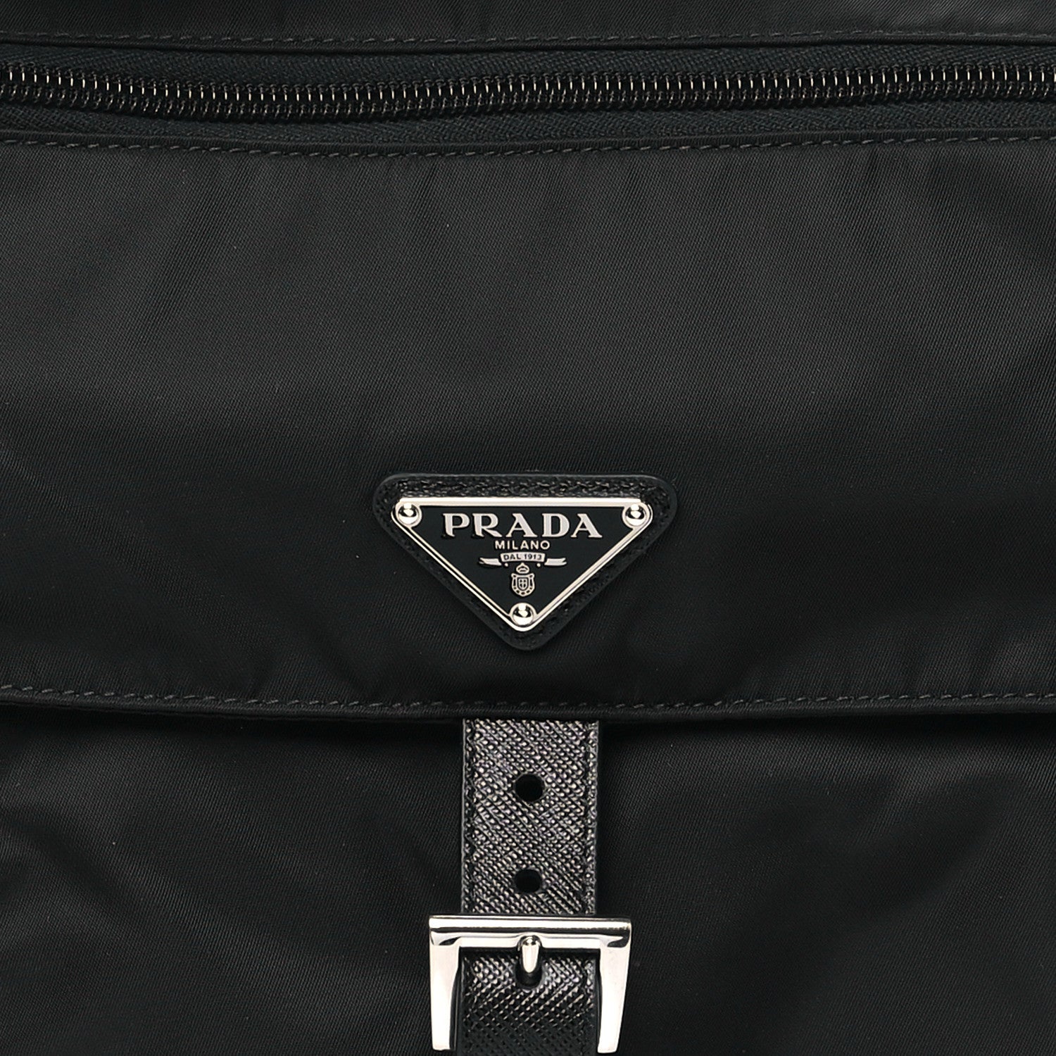 Prada Re-Nylon Vela Saffiano Pocket Single Buckle Messenger Shoulder Bag Black 7 of 9