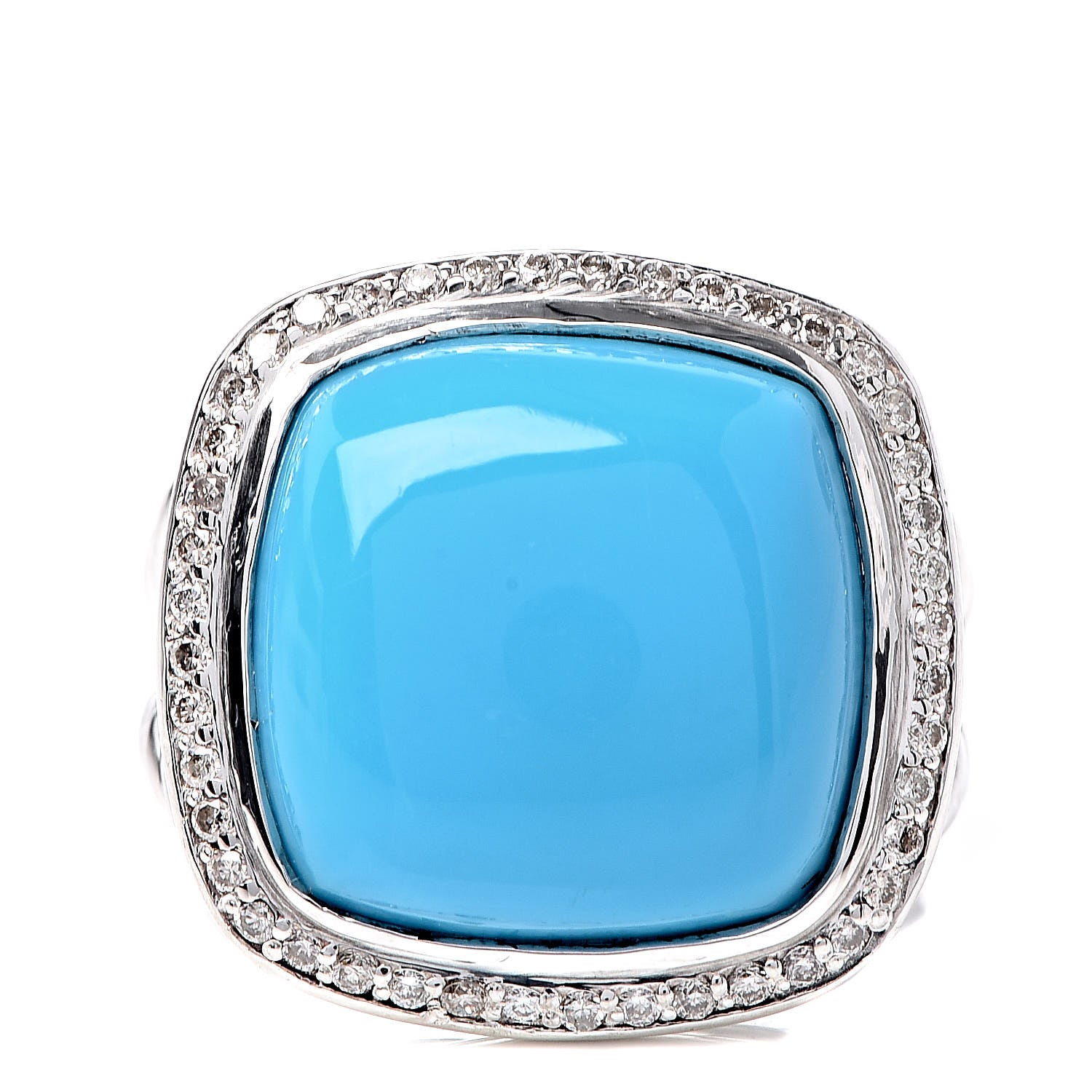David Yurman Sterling Silver Diamond Turquoise 14mm Albion Ring 54 6.75 1 of 5