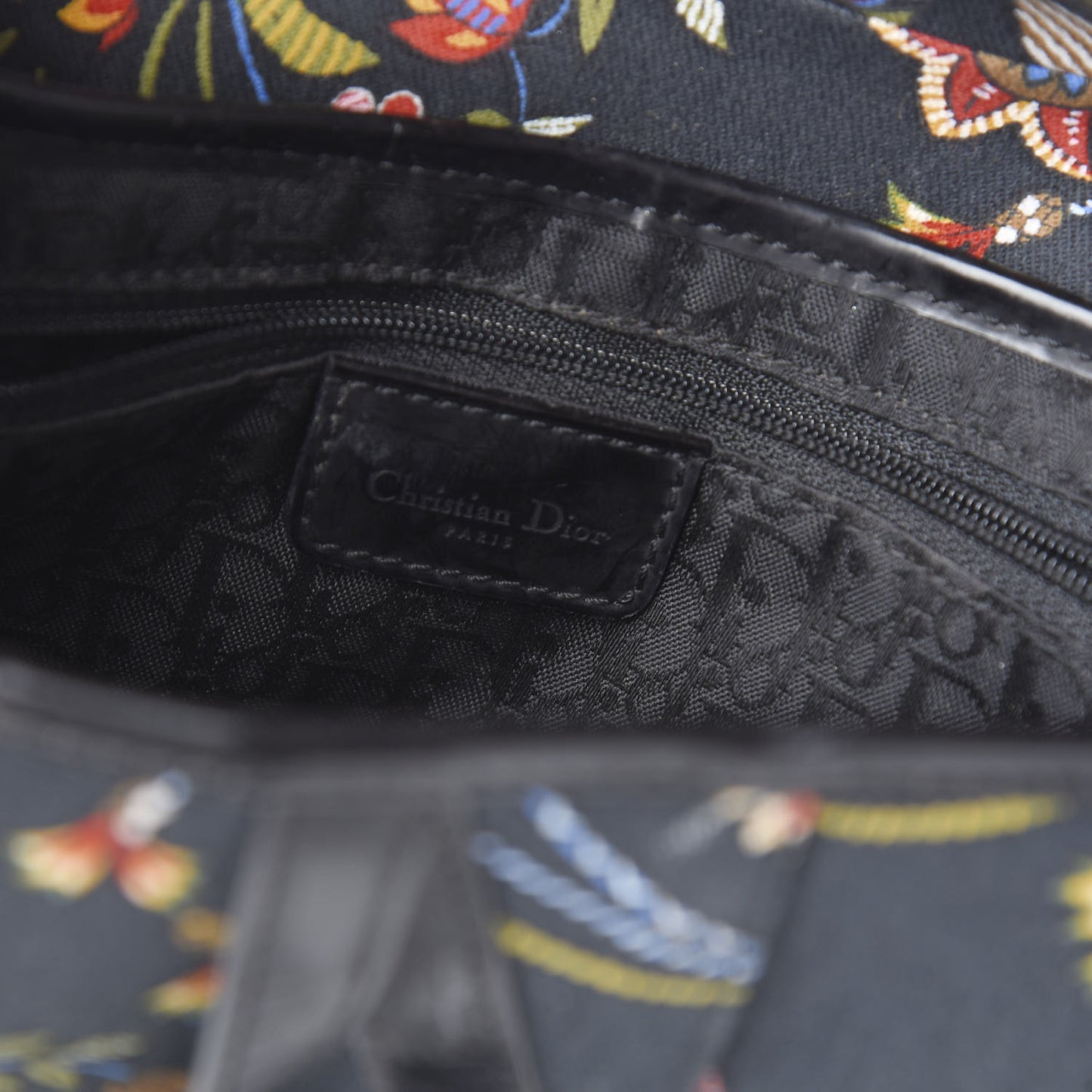 Canvas Floral Saddle Bag Black