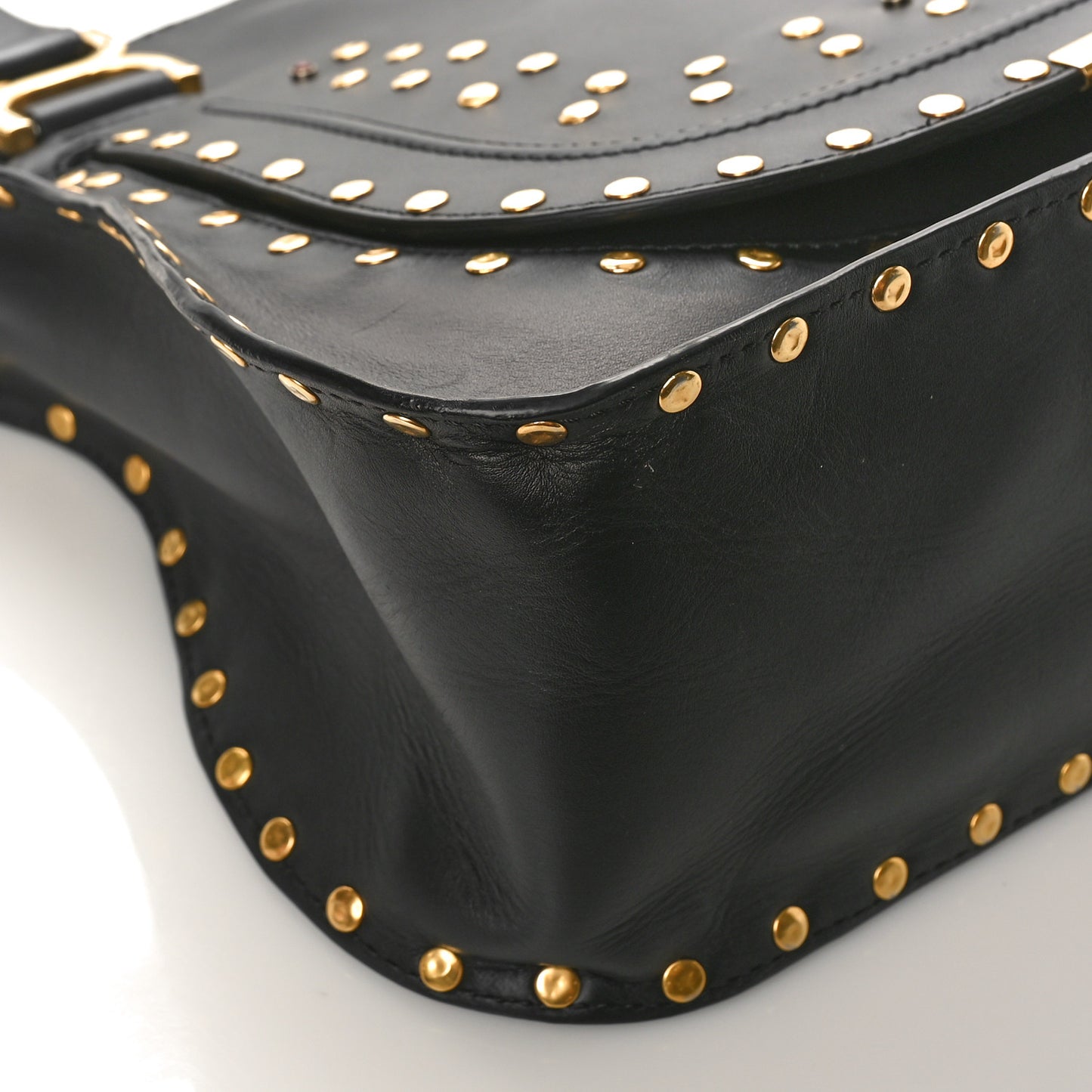 Calfskin Studded Medium Marcie Satchel Black