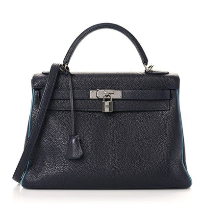 Hermes Togo Bi-Color Kelly Retourne 32 Indigo Blue Jean 1 of 17