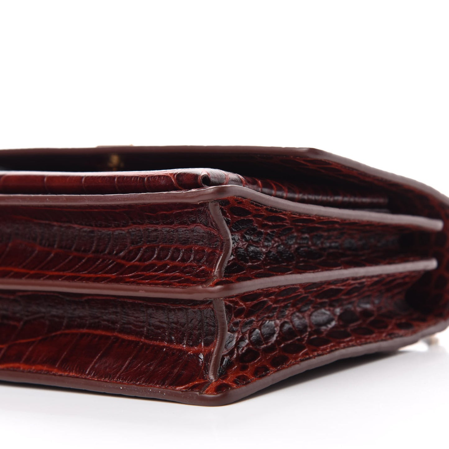 Calfskin Crocodile Embossed Medium Monogram Sunset Amber