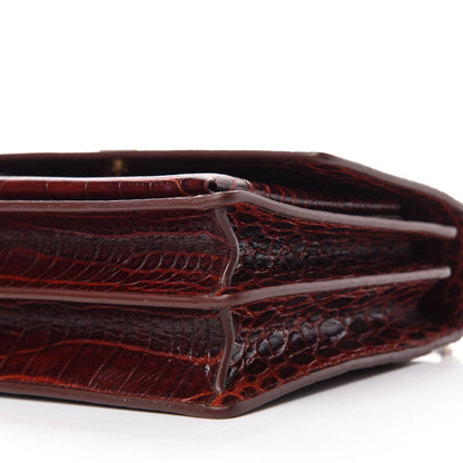 Saint Laurent Calfskin Crocodile Embossed Medium Monogram Sunset Amber 7 of 10