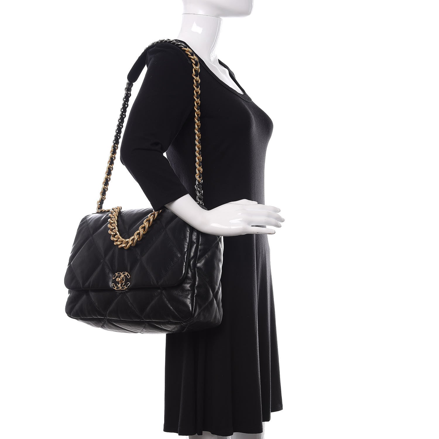 Chanel Goatskin Quilted Maxi 19 Flap Black 2 of 11