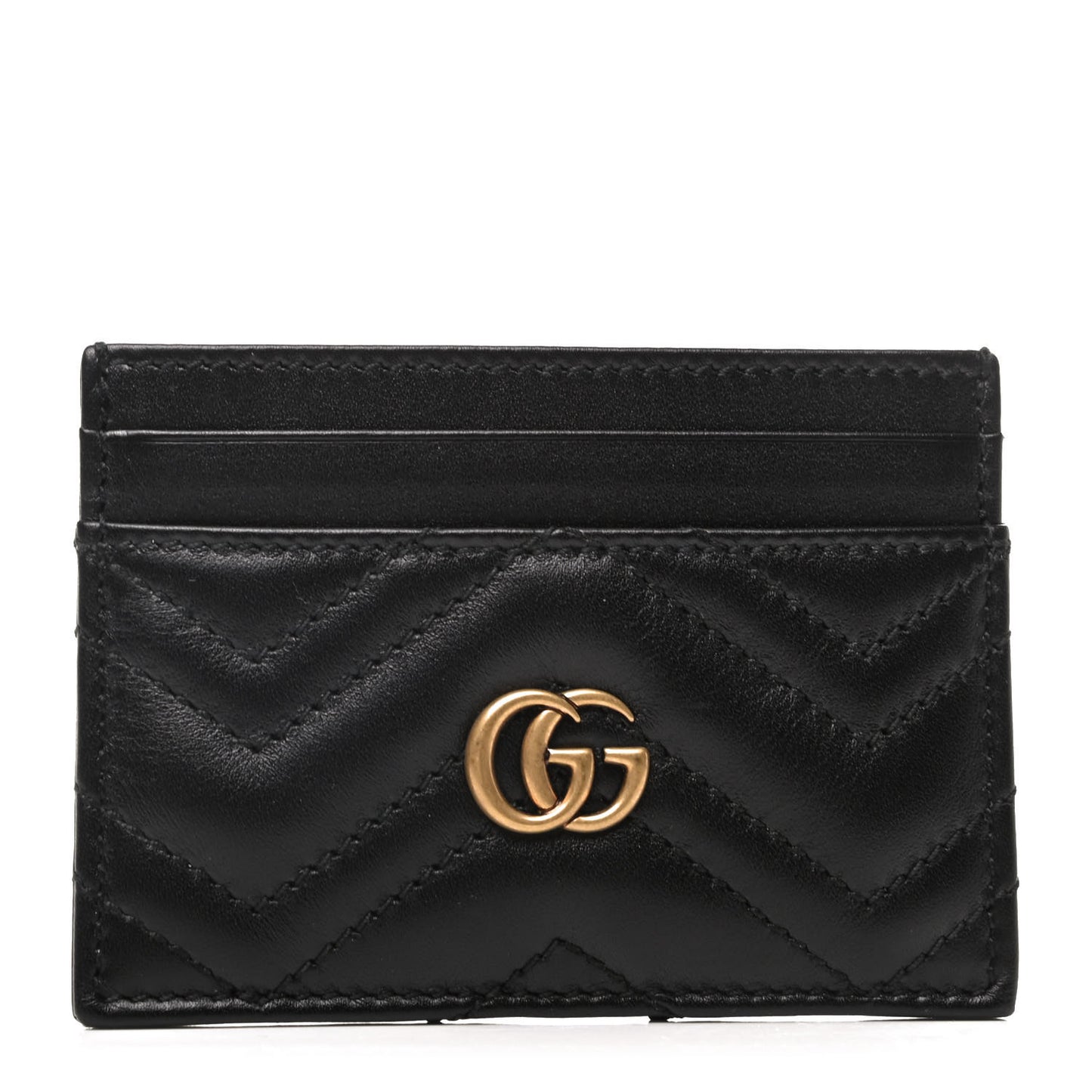 Calfskin Matelasse GG Marmont Card Holder Black
