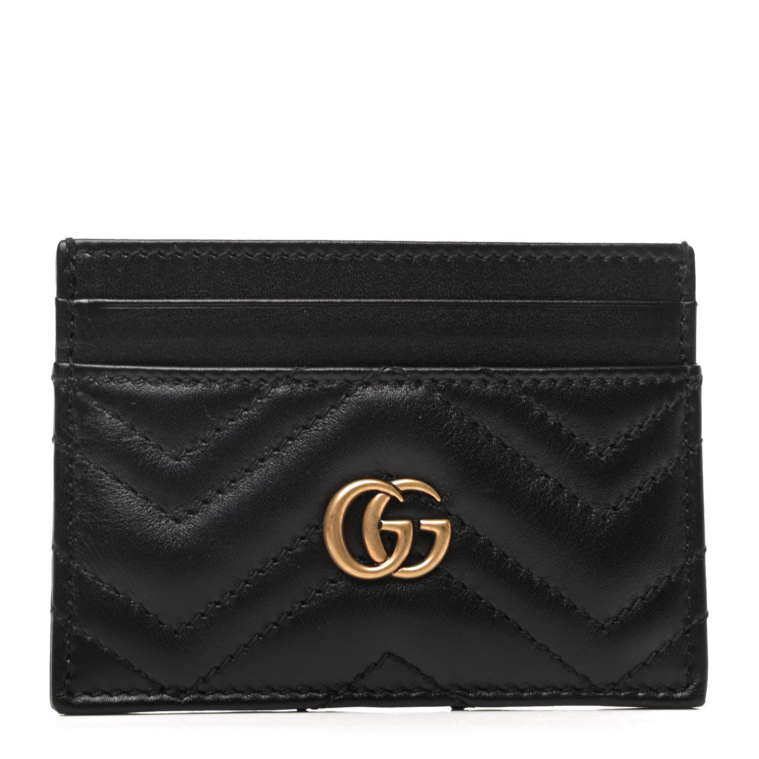 Gucci Calfskin Matelasse GG Marmont Card Holder Black 1 of 6