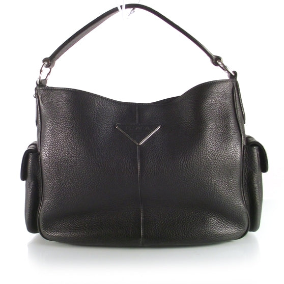 Vitello Daino Buckle Shoulder Bag Black