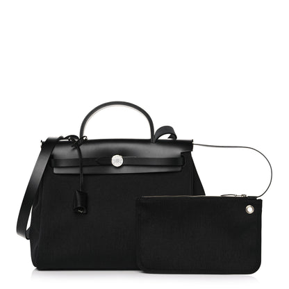 Hermes Military Toile Vache Hunter Herbag Zip Retourne 31 PM Black 1 of 16